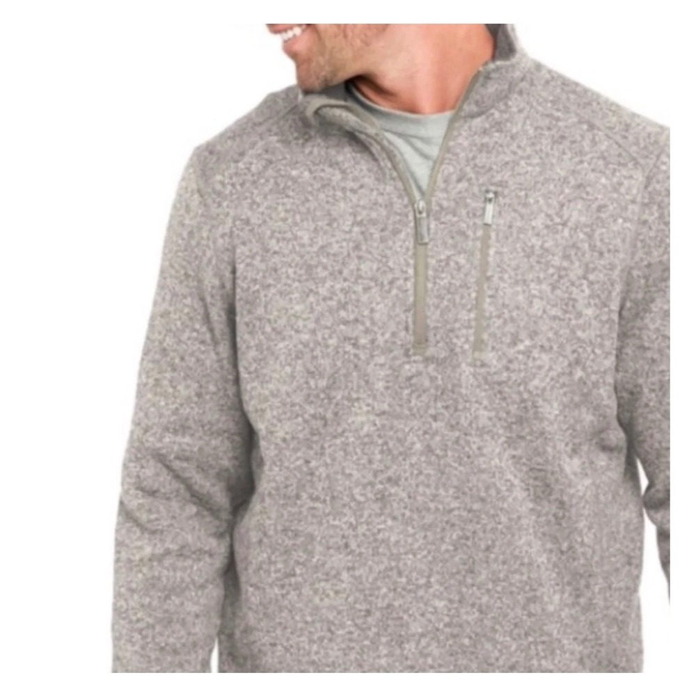 WOOLRICH Men's 1/4-Zip Heathered Oatmeal Fleece Sweater Pullover, XL Gorpcore